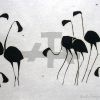 Holzschnitt Flamingos