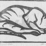 Holzschnitt Schlafender Tiger